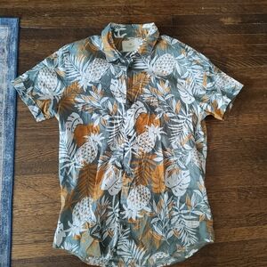 Scotch & Soda Green and Orange Tropical Print Shirt